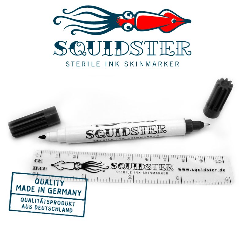 Squidster Piercing Disposable Sterile Skin Markers 2in1 Black Pinze, strumenti e aghi