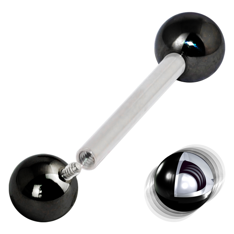 Premium Titanium Stem Barbell with Blackline® Rattle Ball Orecchio